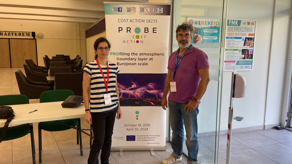 Investigadores do ICT Daniele Bortoli e Vanda Salgueiro na reunião do projeto PROBE COST Action - Profiling the atmospheric boundary layer at European scale
